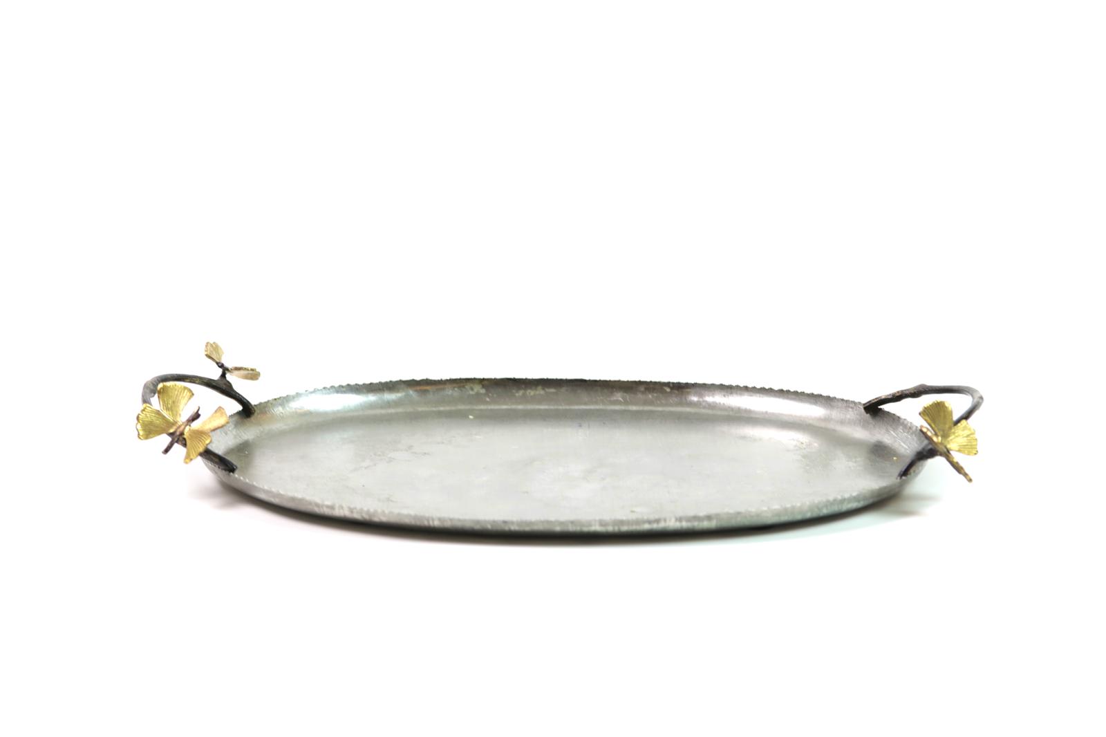 صينيه بتر فلاي سلفر ذهبي للجاي والقهوه والعصير